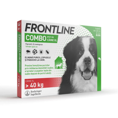 Frontline Combo Spot-On XL – Soluție Antiparazitară Externă pentru Câini de Talie Mare (40–60 kg) – 3 Pipete